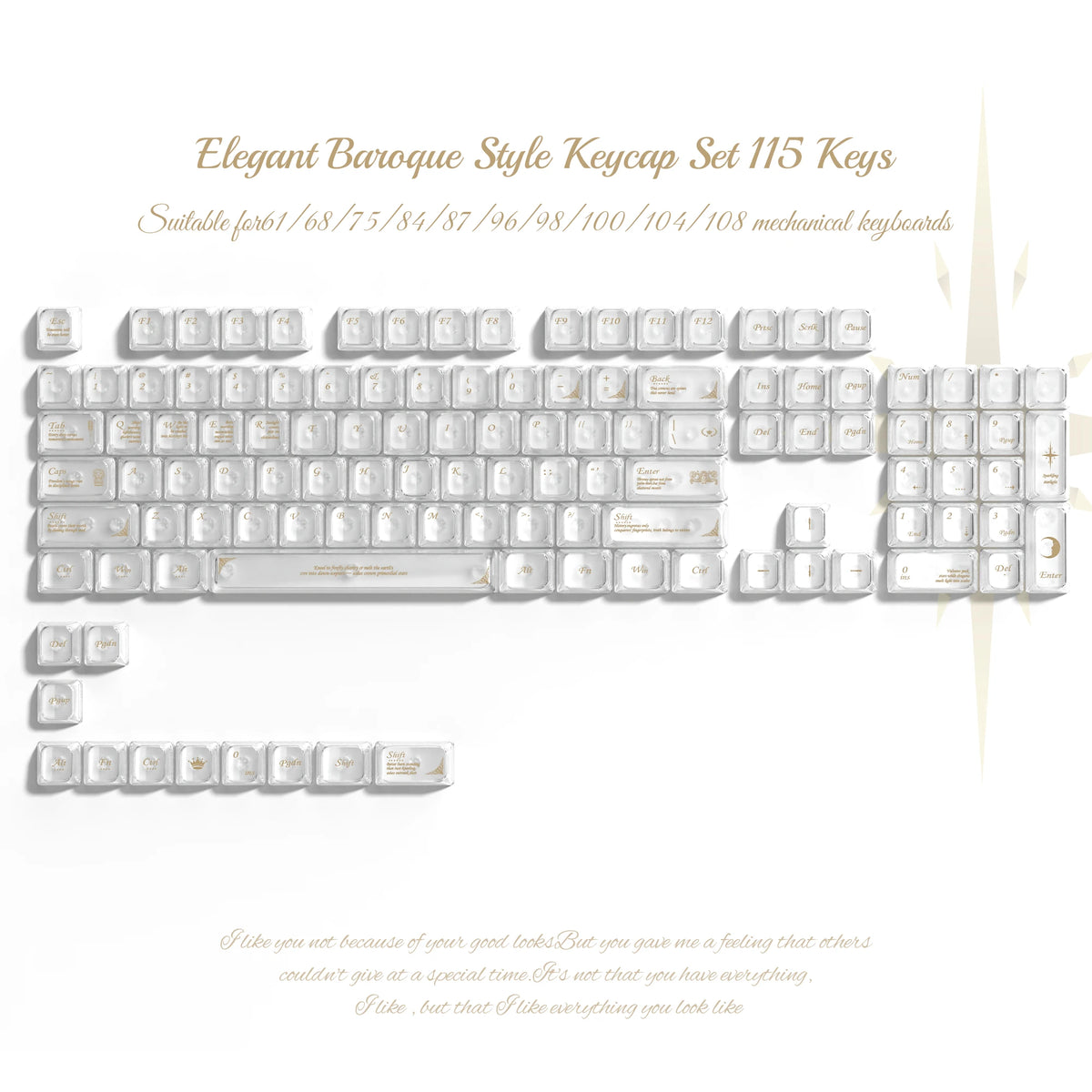 115 Keys Semi-transparent RGB Backlit PC Keycaps MDA Profile Foggy Pink UV-print Keycaps for Cherry Gateron MX Switches Keyboard