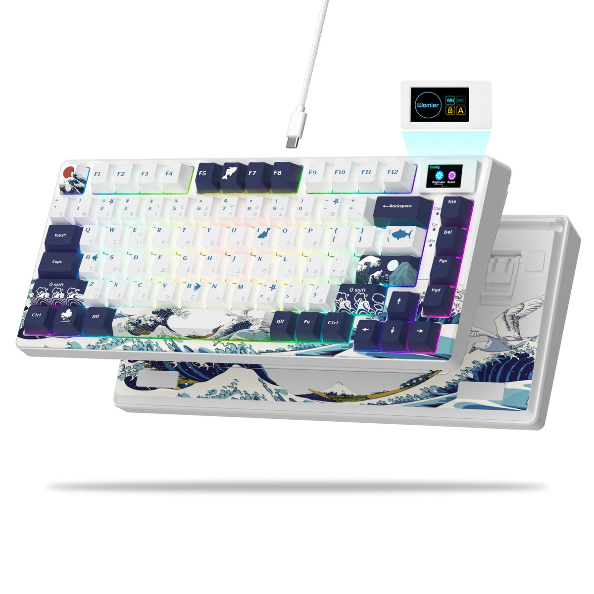 Womier SK80 Gasket Mounted Mechanical Keyboard 81 Key Gamer Keyboard 75% Hot Swap RGB Gaming Keyboard with Smart Display for PC