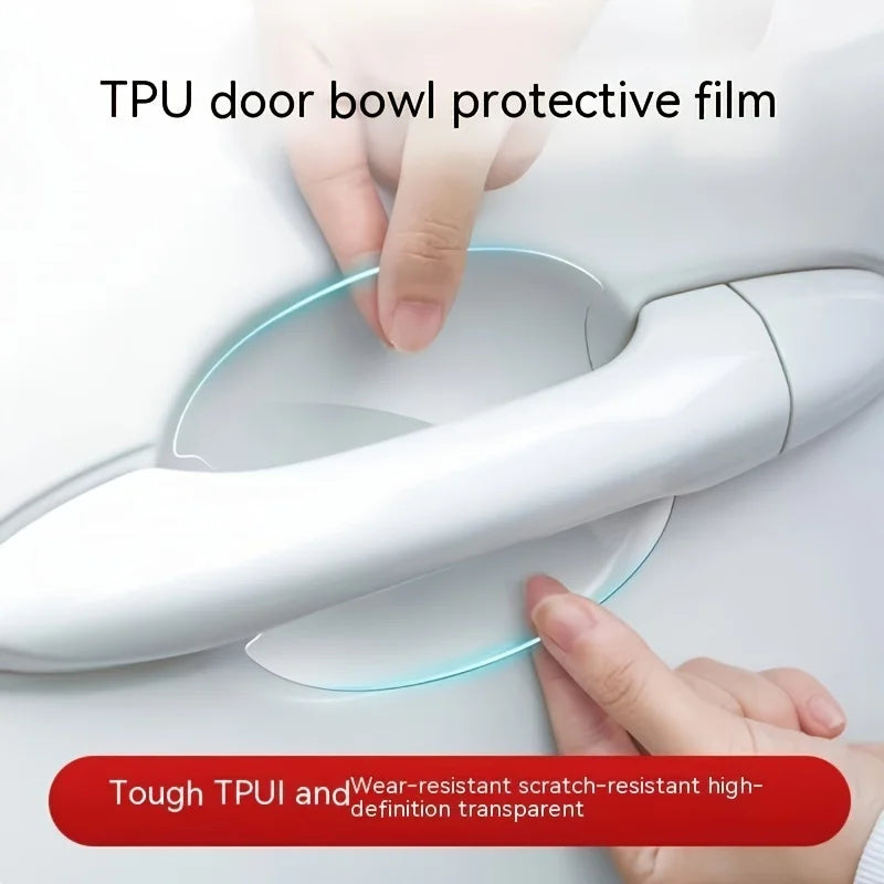 8Pcs Clear TPU Car Door Bowl Anti-Scratch Protector Film Door Handle Guard Sticker Auto Paint Protection Accessories Decals