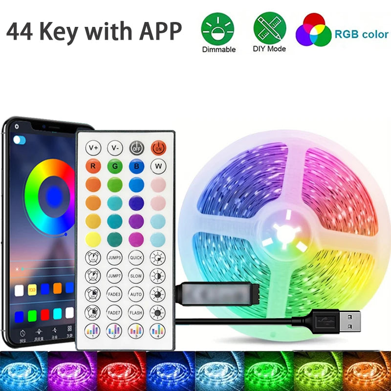 RGB Led Strip Lights 1M-40M Led Room Light with APP Control Flexible Ribbon Luces Led Tape for Room Bedroom Decoration