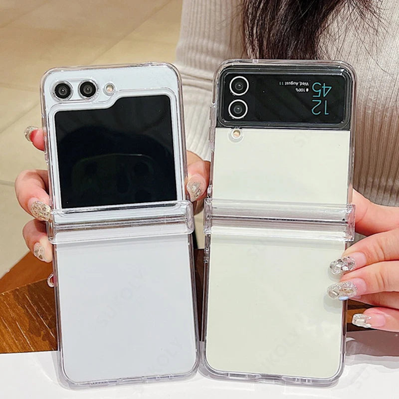 For Samsung Galaxy Z Filp8 Flip7 FE Filp6 Filp5 Case Transparent Fold ShockProof PC Cover For Samsung Galaxy Z Filp 3 4 5 6 7 8