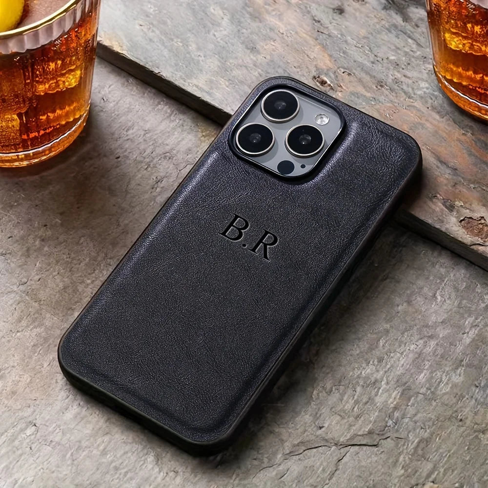 Personalized Customized Initials Name Case For iPhone 11 12 13 14 15 16 Pro Max Cover Luxury Leather DIY Engraved 14 15 16 Plus