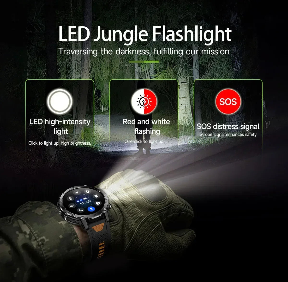 Brand+TANK Ultra 1400mAh Big Battery Smart Watch Men GPS Path Sport Flashlight BT Call Waterproof Outdoor Military Smartwatches