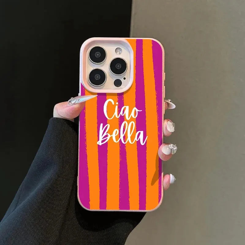 Orange Striped Minimalist Design Case For iPhone 17 16 Pro Max 11 12 13 14 15 Pro 16 15 Plus XS X XR 16e Shockproof Soft Cover