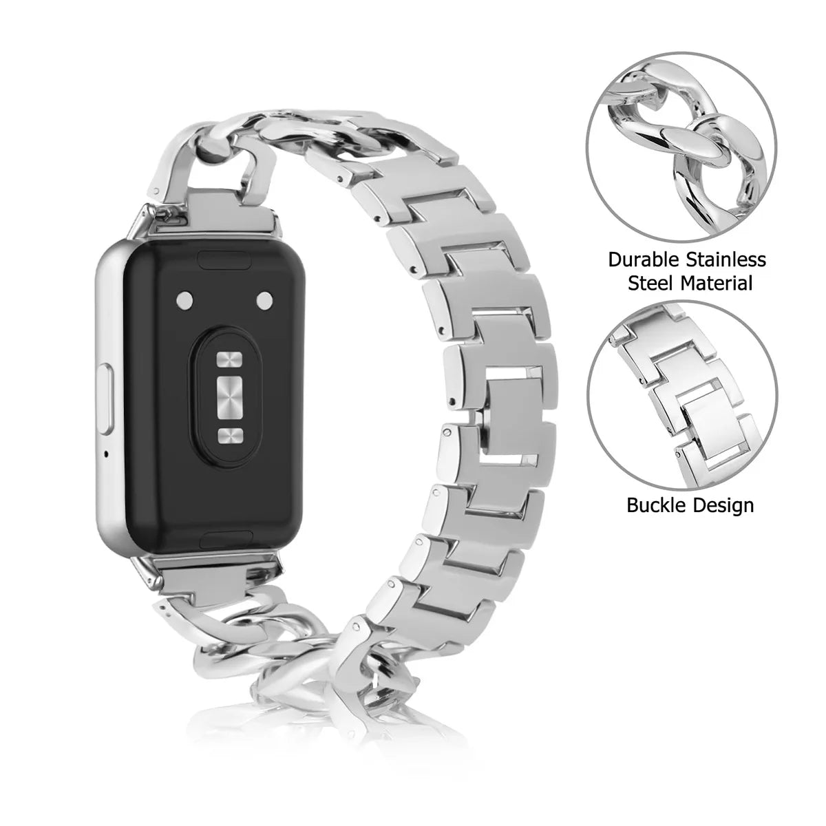 Thin Stainless Steel Strap for Samsung Galaxy Fit3 Single Row Fashion Denim Chain Bracelet Metal Chain Strap for Women