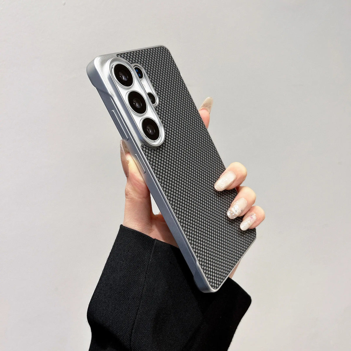 Business Plating Ultra-thin Maze Grid Pattern for Magsafe Borderless Phone Case for Samsung S26 Ultra S25 Plus Shockproof Cover