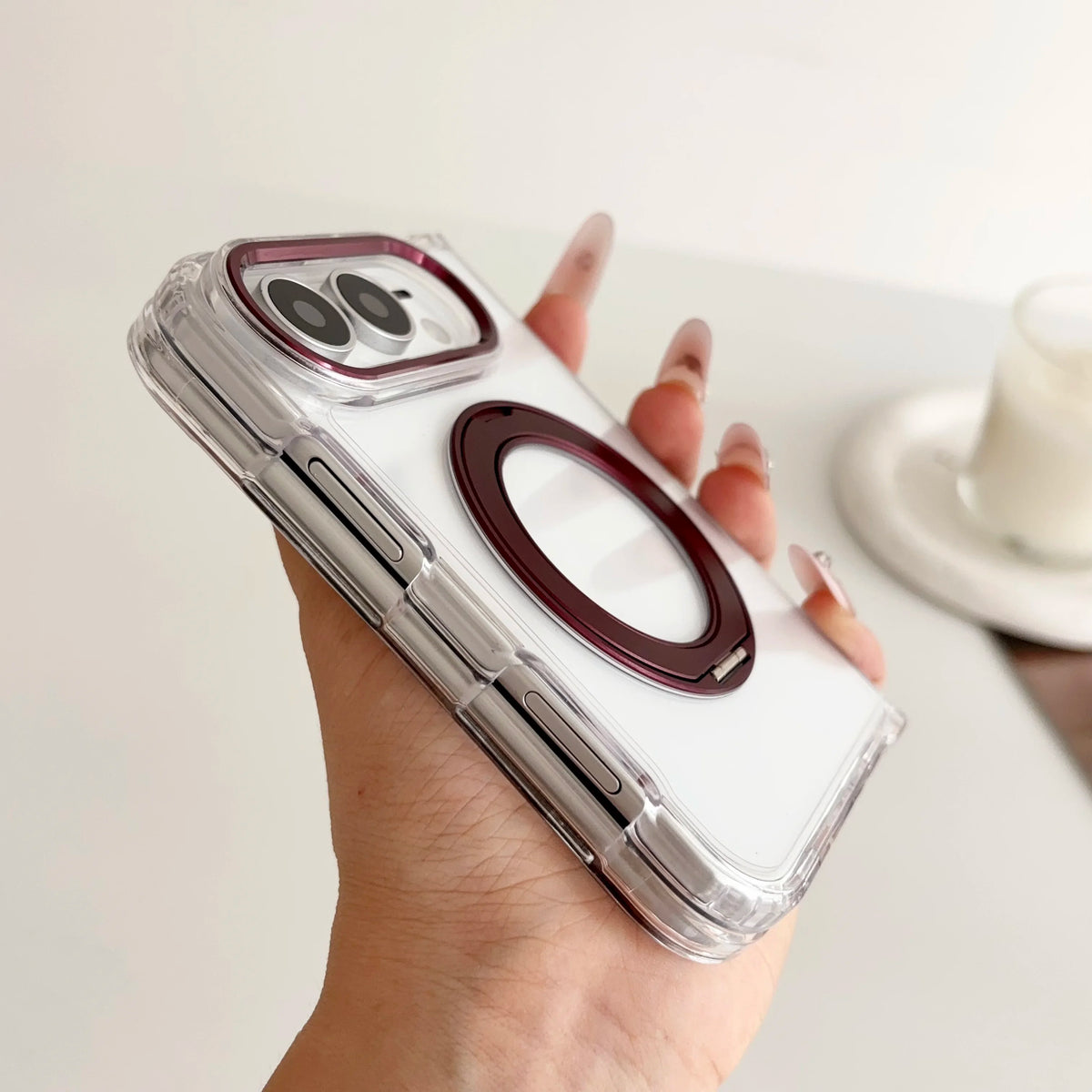 Case For Apple iPhone Duo For Foldable iPhone Duo For Magsafe With Magnetic 360 Adjustment Stand Protection Clear Acrylic Cover