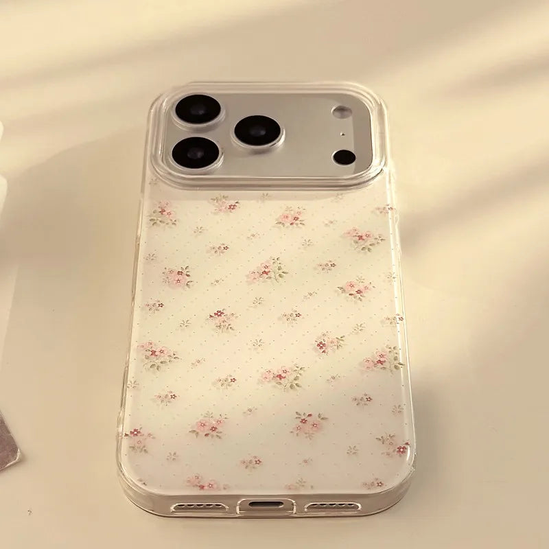 Pink Flower Pattern Phone Case For iPhone 17 18 Pro Max 16 15 14 13 12 11 Pro Plus 16e 17e Air X XR XS 7 8 Plus Soft Back Cover