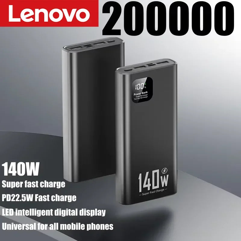 Lenovo 500000mAh 140W Power Bank CCC Certification Large Capacity Super Fast Charging Portable Charger for iPhone Samsung Huawei