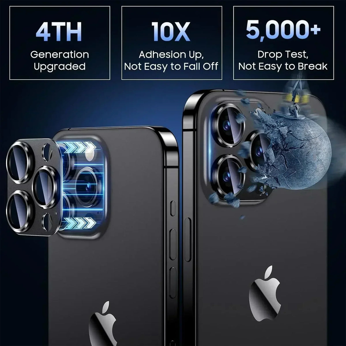 Titanium Black Metal Glass Camera Lens Screen Protector, Protection Cover For IPhone 15 16Pro Max, 14 Plus, 16, 15 Pro, 14Pro