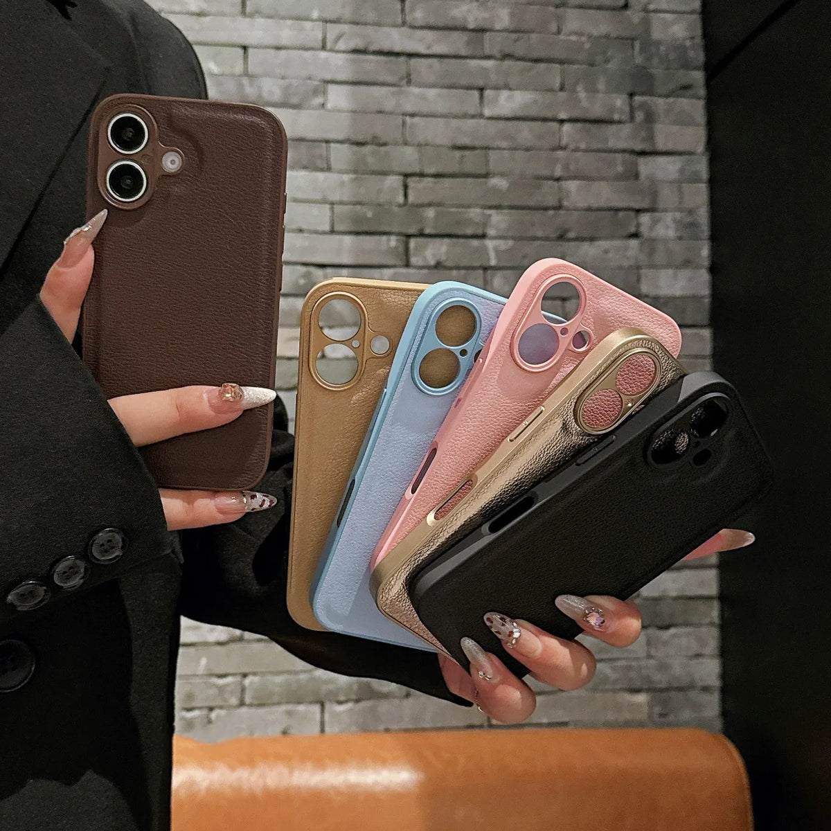 Leather Texture Shockproof Case For iPhone 16 15 14 13 12 Mini 11 Pro XS Max X XR 7 8 Plus SE Plain Matte Silicone Cover Bumper