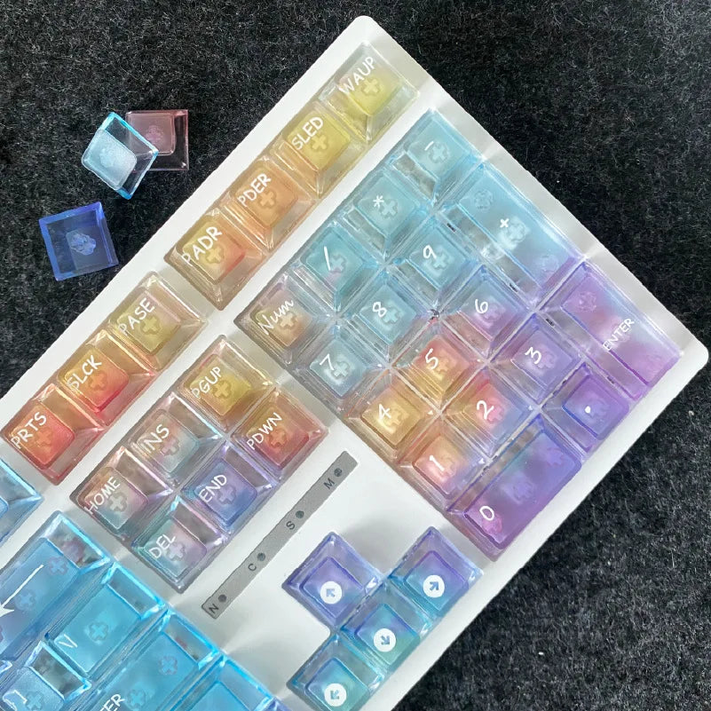 Rainbow Shine Through PC Keycap Set 119 Keys Cherry Profile for RGB MX Switch Mechanical Keyboard