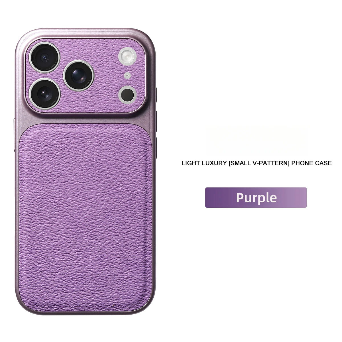 Solid Color Lychee Grain Leather Phone Case, Anti-Scratch & Shockproof Protective Cover for iPhone 17 Pro Max 16 15 14 13 Air