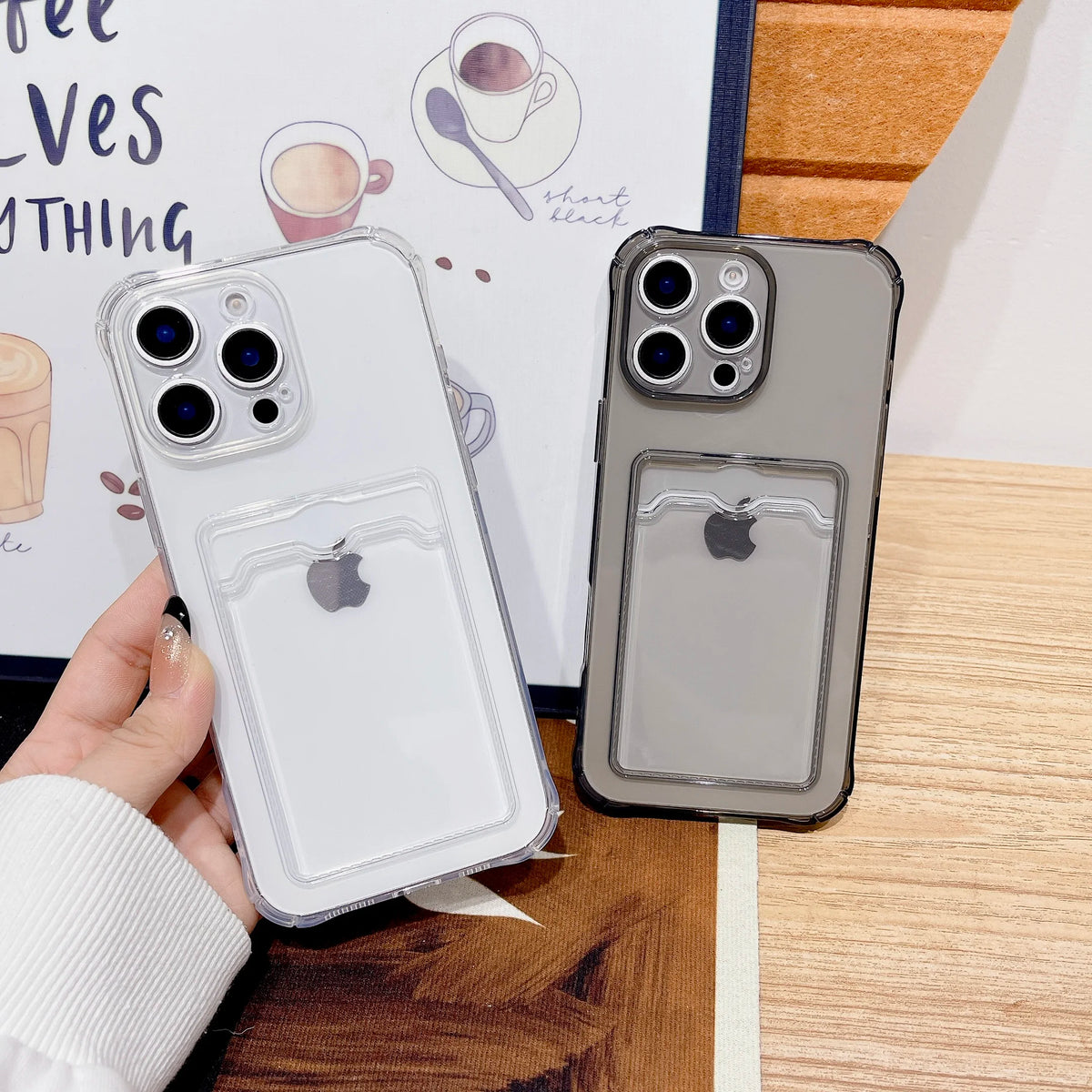Shockproof Card Slot Pocket Phone Case For iPhone 18 17 16 15 14 13 12 11 Pro Xs Max 6 7 8 Plus Air 17e 16e Clear Wallet Cover