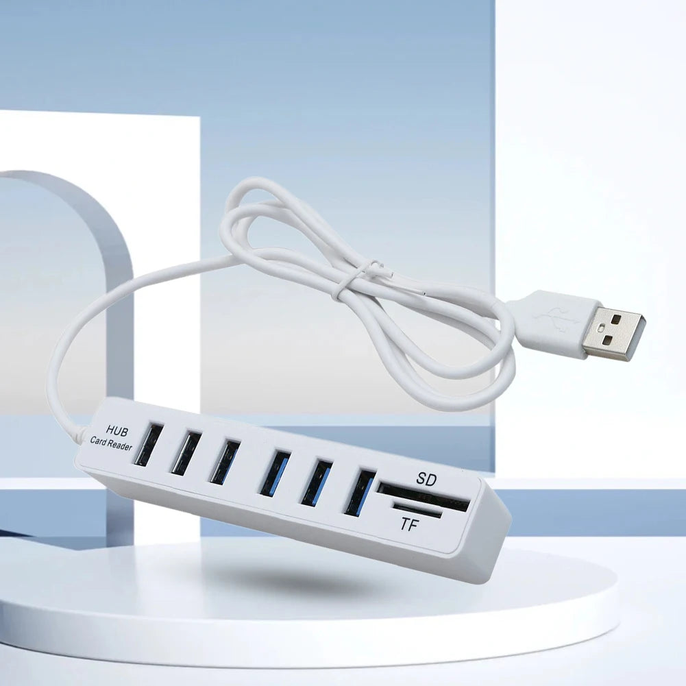 USB 6 Port Extension Hub High Speed Transmission Memory TF Splitter Adapter Plug and Play USB 2.0 for Laptop Computer PC