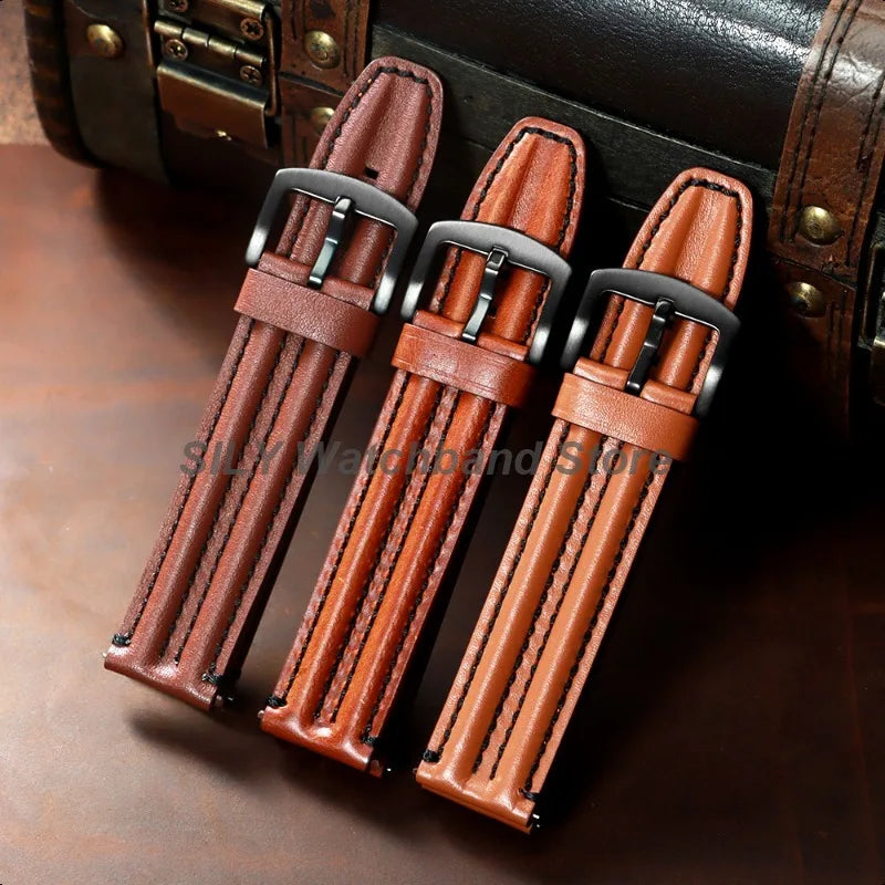 20/22/24mm Cowhide Leather Watchband Straps for Seiko for Omega Men Women Universal Business Bracelets Vintage Oil Wax Wristbelt