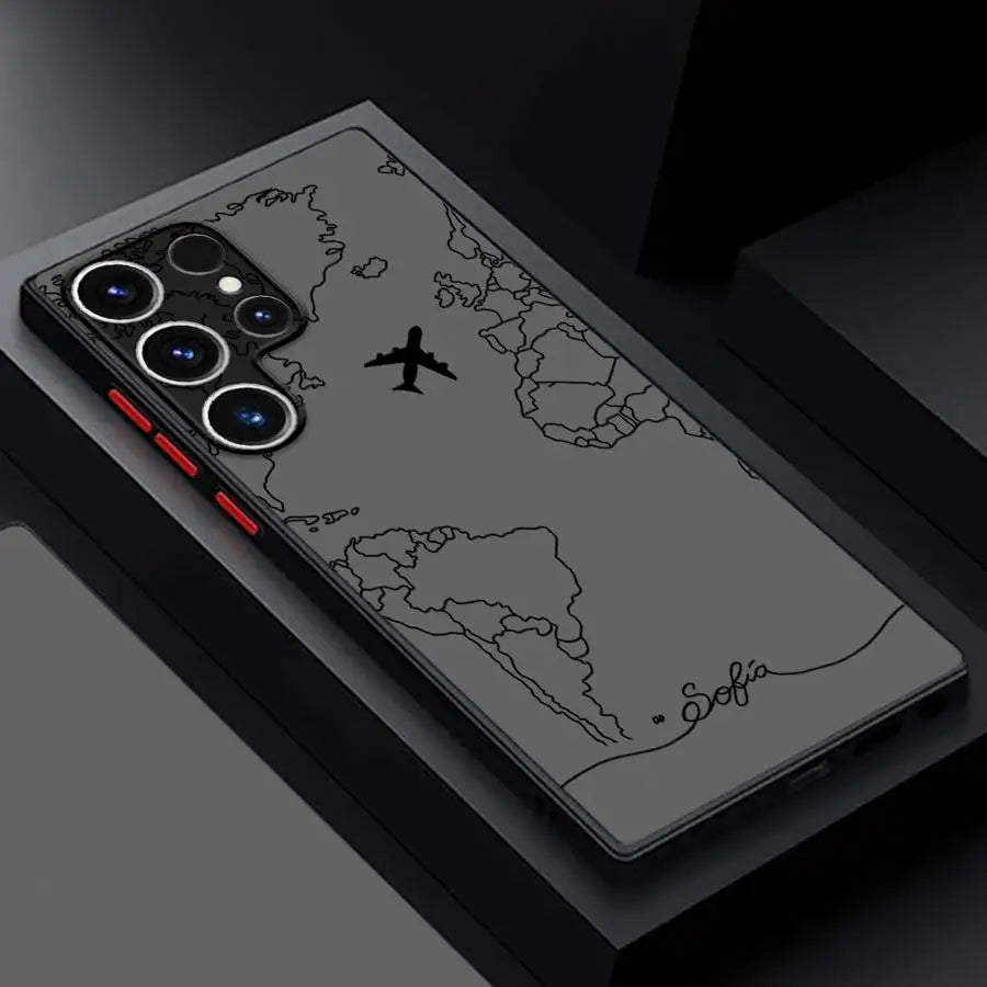 Line Airplane Topographic Back Phone Cover Case for Samsung Galaxy S9 S24 FE S22 Plus S25 Edge S21 S23 Ultra S20 S10