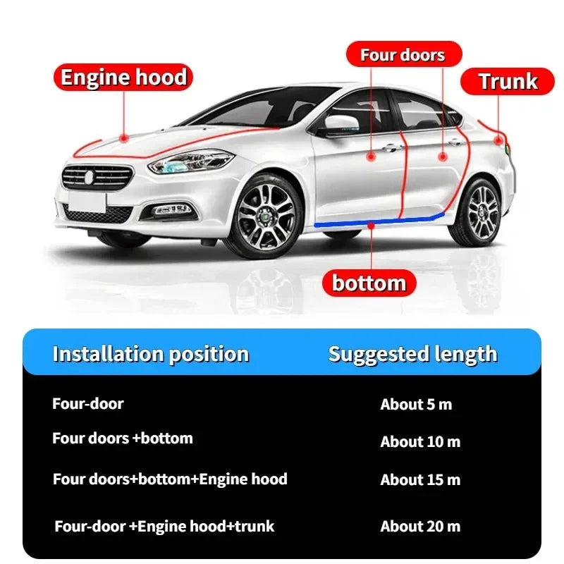 3M Car Door Edge Sealing Strip Transparent PVC Scratch Protector Strip Anti-collision Stickers Door Anti-scratch Car Accessories