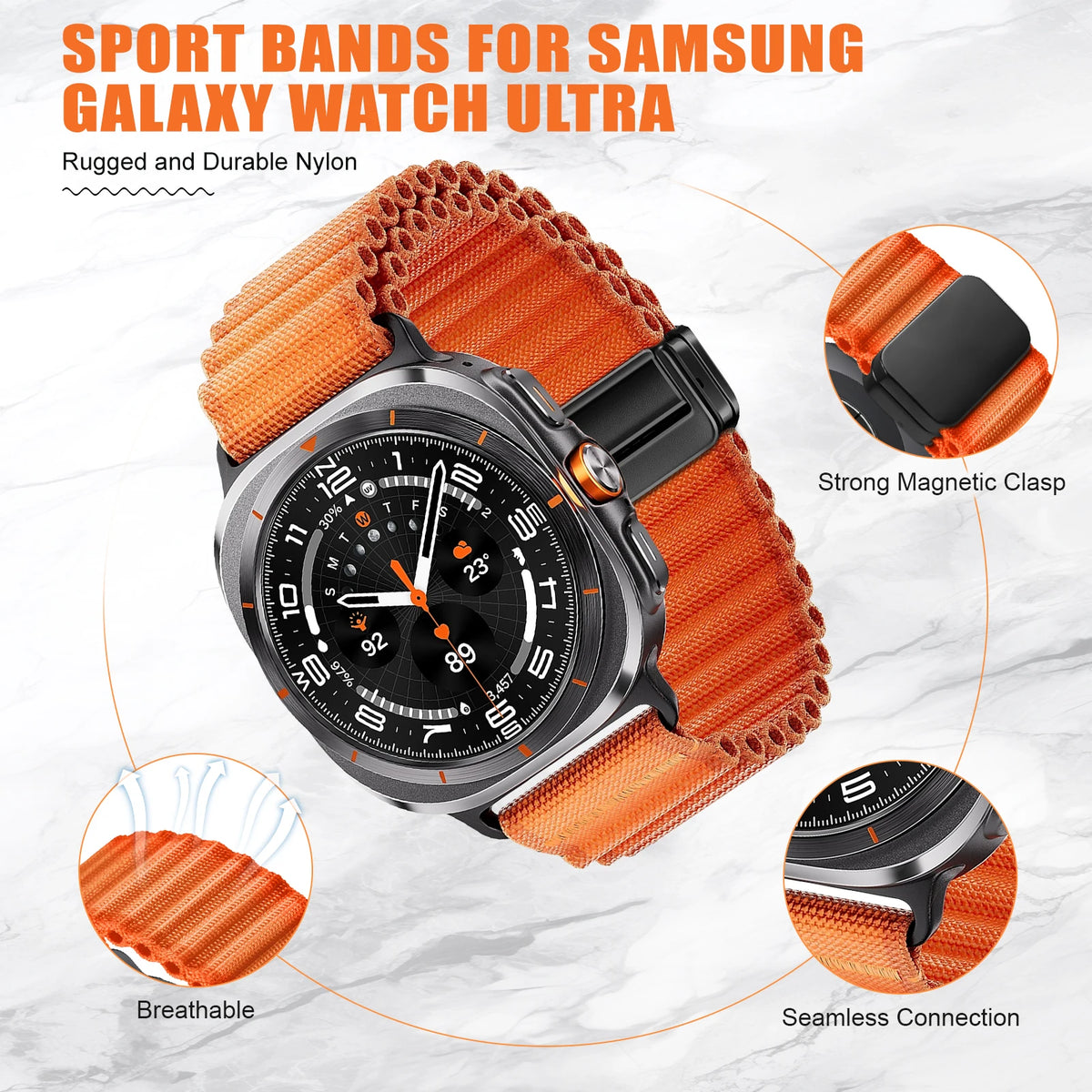Trail Loop Strap For Samsung Galaxy Watch Ultra 2 47mm Accessories Sport Nylon Magnetic Bracelet Galaxy Watch Ultra(2025) Bands