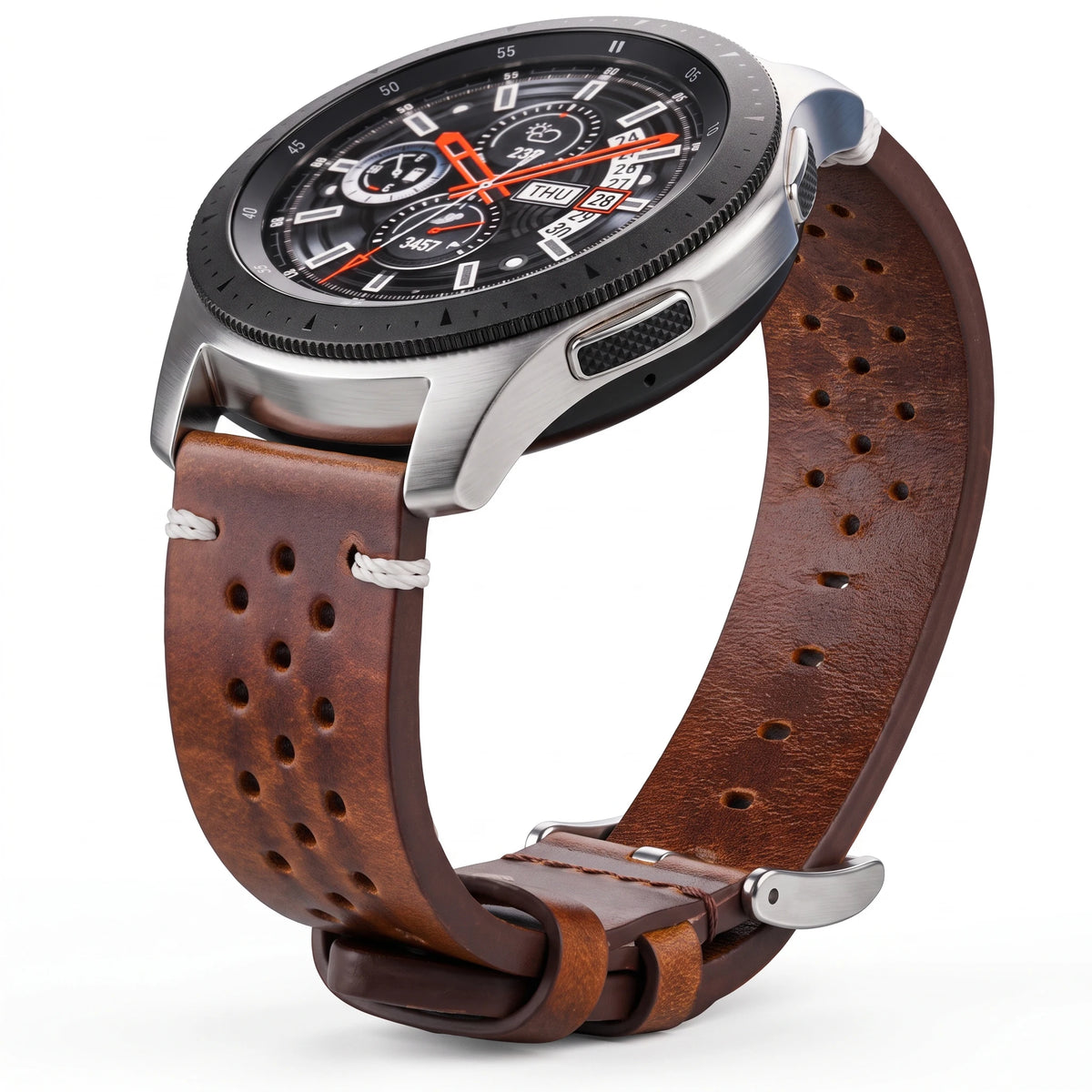 Genuine Leather Watchband Handmade Oil Wax Cowhide Breathable Strap For Samsung Galaxy Watch 4 3 Vintage Band Accessories Belt