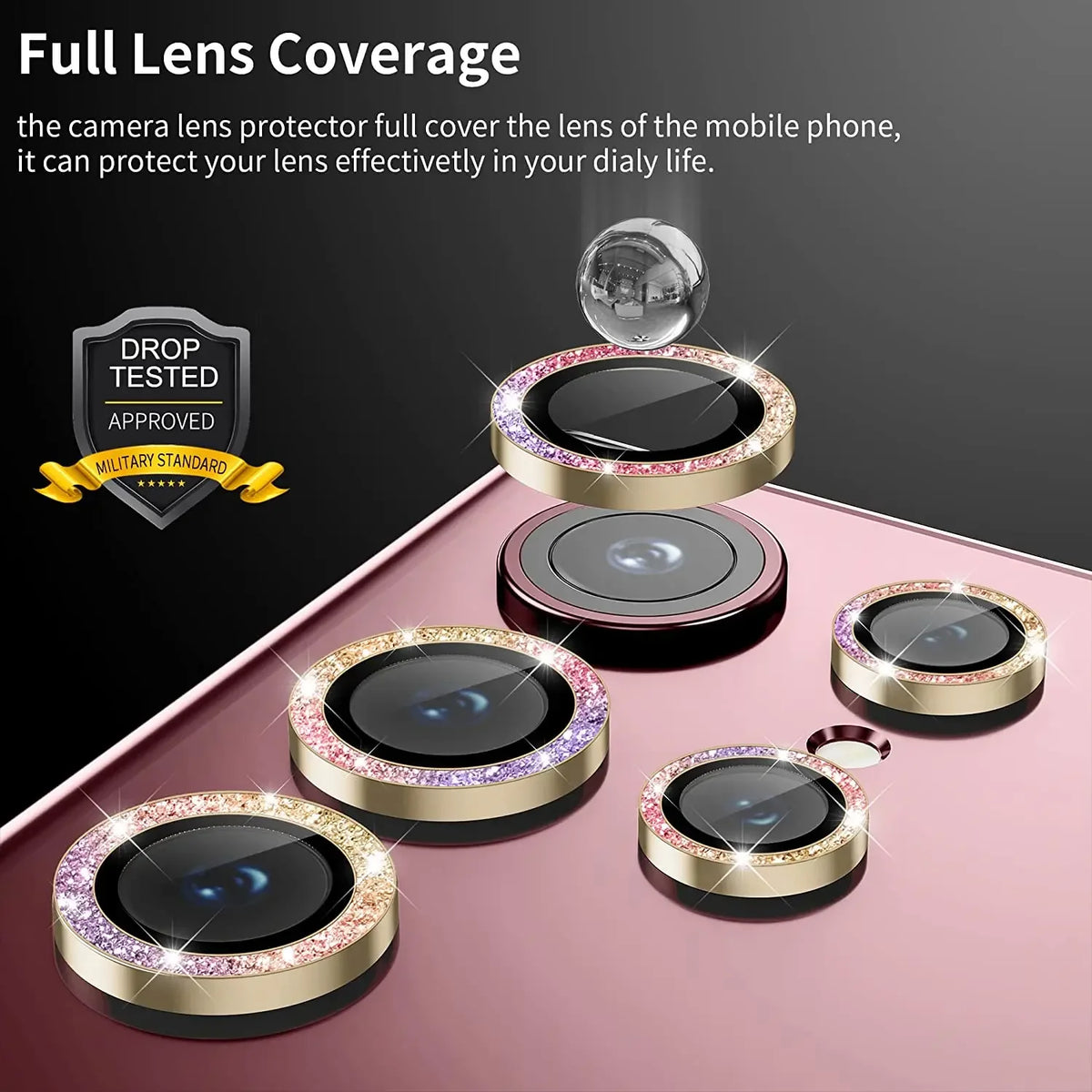 Glitter Diamond Camera Lens Protector For Samsung Galaxy S26 Ultra S26 Plus S25Ultra S24Ultra Metal Ring Tempered Glass Cover