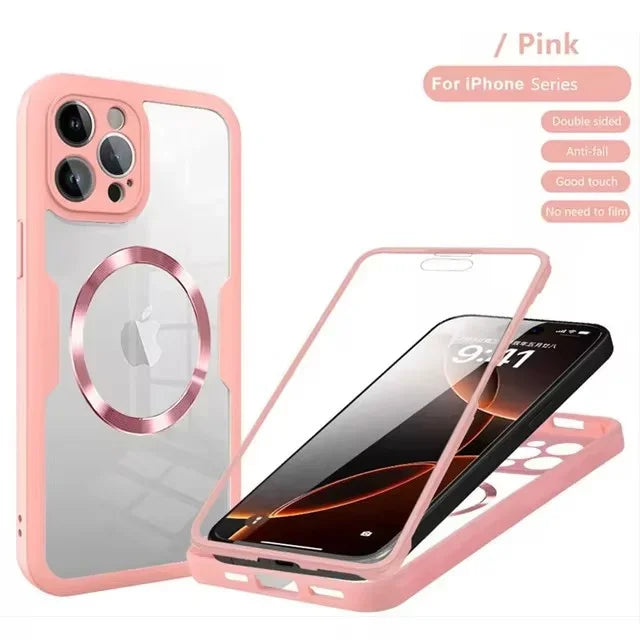 Magnetic For Magsafe 360 Full Body Front+Back Clear Case For iPhone 17 16 15 14 13 Pro Max Plus Silicone Bumper Shockproof Cover