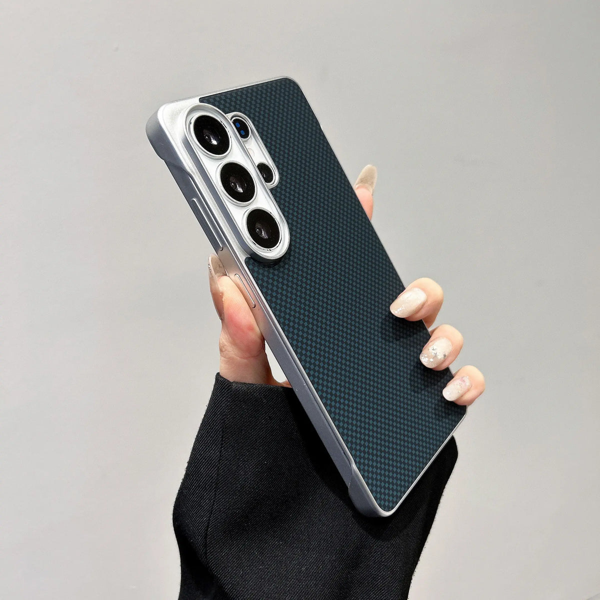 Business Plating Ultra-thin Maze Grid Pattern for Magsafe Borderless Phone Case for Samsung S26 Ultra S25 Plus Shockproof Cover