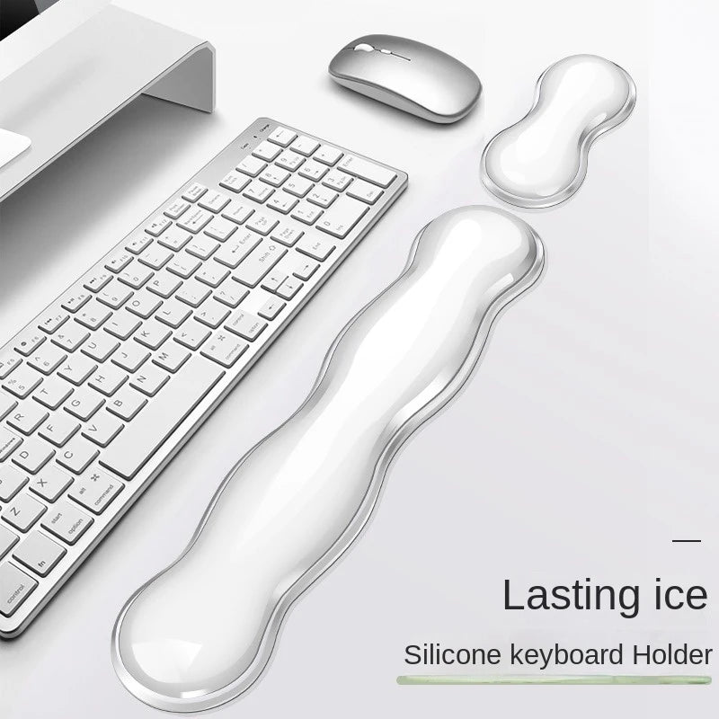 Silicone Keyboard Mouse Wrist Rest Support Ergonomic Wave Hand Pad Cushion Comfortable Soft For Gaming Office PC Computer Laptop