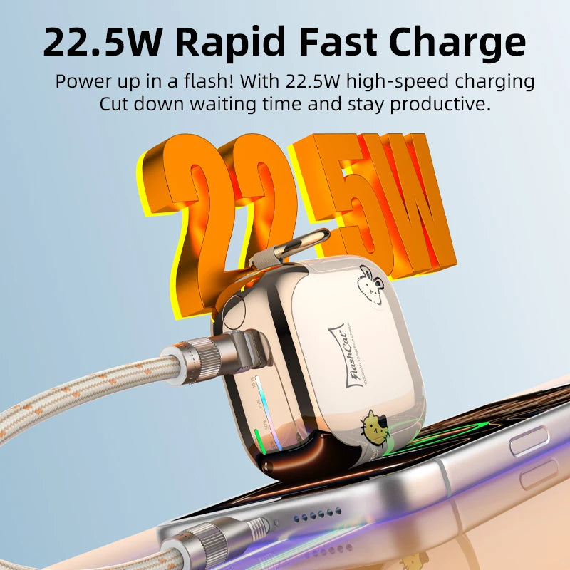 10000mAh Mini Power Bank 22.5W Fast Charge Powerbank External Battery with Type-C to Lightning Cable for iPhone Huawei Samsung