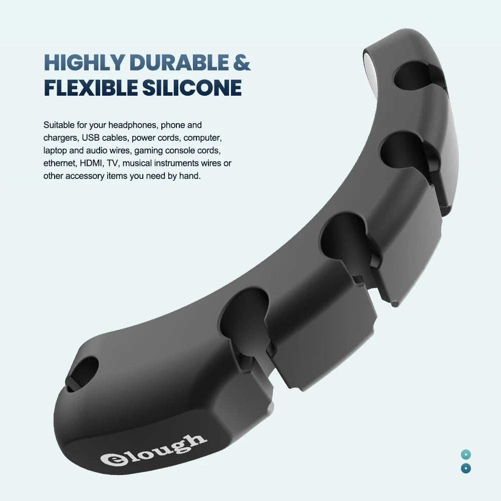 Elough Cable Organizer 7 Clip Cable Management Tidy Silicone Winder Wire Holder Arrangement For Mouse Earphone Protector