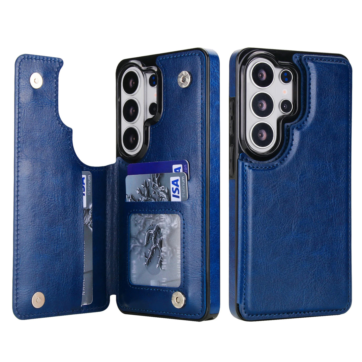 Wallet Double Button Flip Leather Case For Samsung Galaxy S26 Ultra S25 Edge S24 FE S23 A15 A16 A17 A26 A35 A36 A53 A54 A55 A56