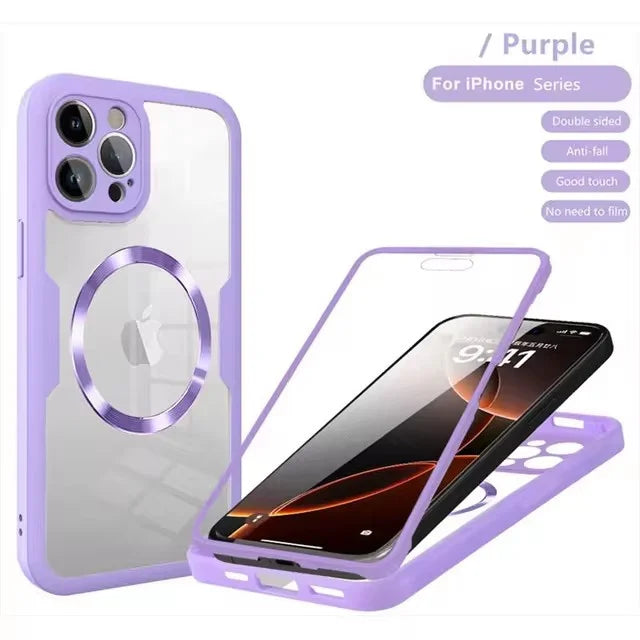 Magnetic For Magsafe 360 Full Body Front+Back Clear Case For iPhone 17 16 15 14 13 Pro Max Plus Silicone Bumper Shockproof Cover