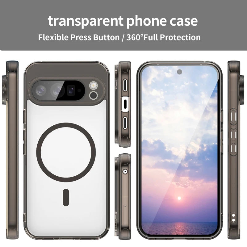 For Google Pixel 9 10 Pro XL 9 10 Pro Magnetic Case Transparent Hard PC Anti-Fingerprint Cover for Pixel 9 10