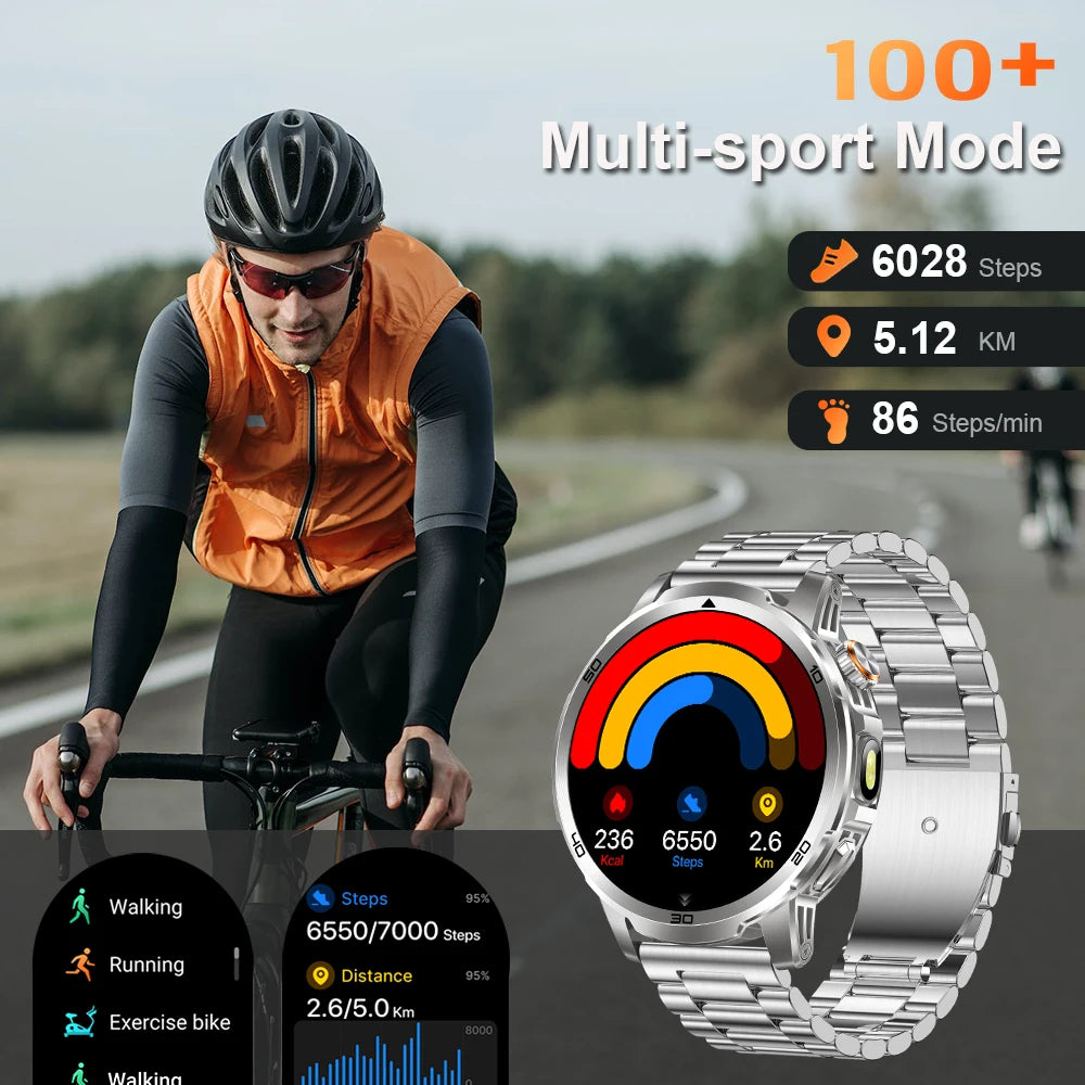 MEVADEN 1.85" Large Screen Outdoor Sports Smart Watch Bluetooth Call LED Flashlight 1000mAh Health Monitor Smartwatch MD60