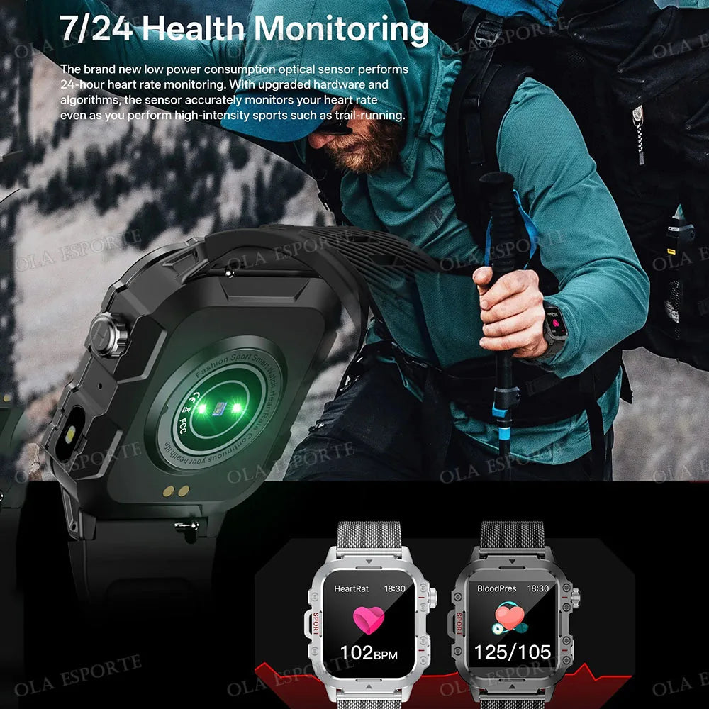 1400mAh Big Battery Smart Watch Men Outdoor GPS Flashlight 10ATM Waterproof Bluetooth Call AMOLED HD Sports Smartwatch PK HT30