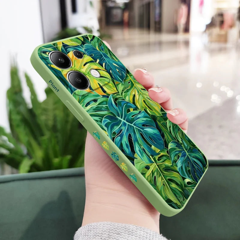 Monstera Deliciosa Phone Case For Xiaomi Redmi Note 14 13 12 12S 11 11S 10 10S 9 9S Pro Plus 4G 5G Liquid Silicone Cover