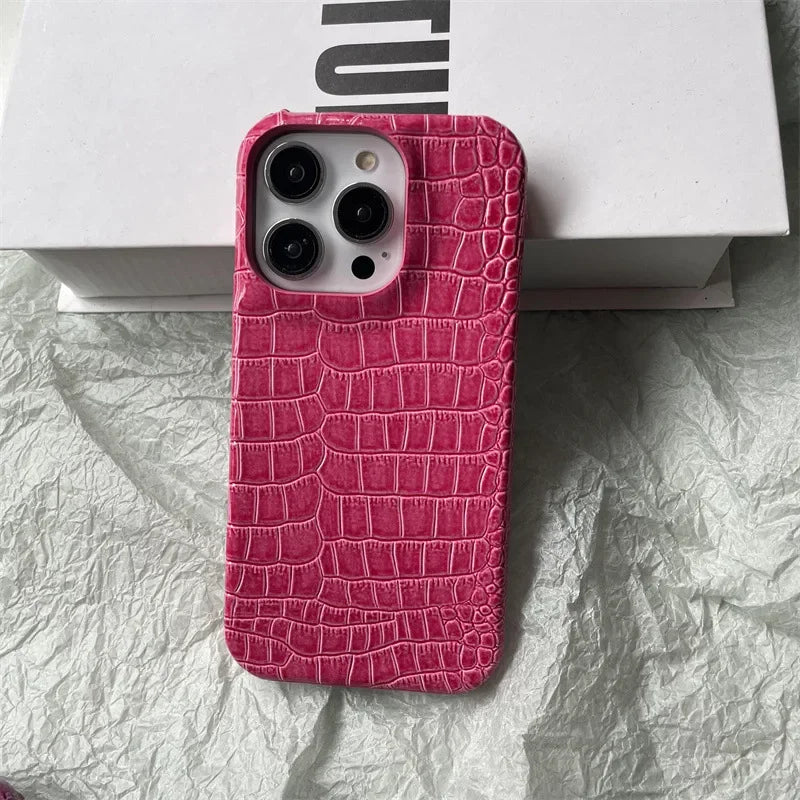 New Suitable for iPhone 16pro Phone Case 15promax Crocodile Pattern 14pro 13 Half Pack 12 11 XR Anti Drop Hard Protective Cover