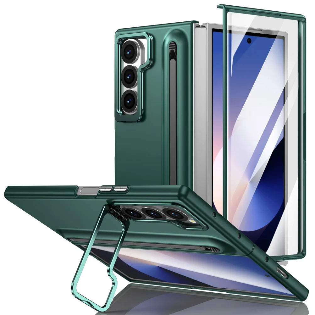 Lens Holder Stand Tempered Glass Film Phone Case for Samsung Galaxy Z Fold 8 Ultra 7 6 5 4 3 Hinge Protection Shockproof Cover
