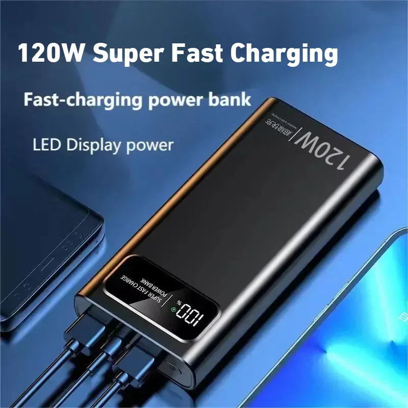VIVO 500000mAh Power Bank 120W Fast Charging PowerBank LED Digital Display Portable External Battery for iPhone Samsung 2026 New