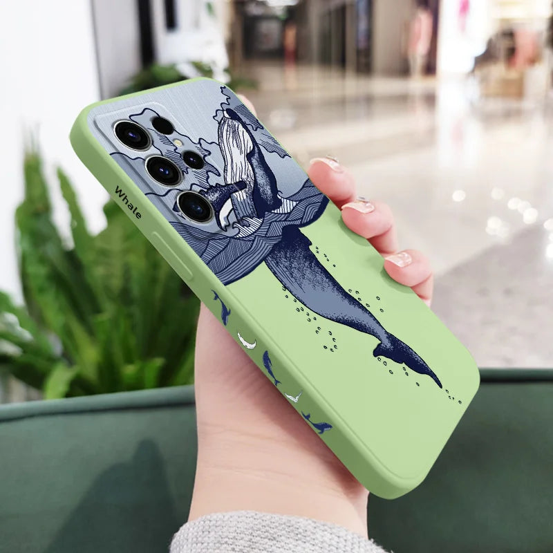 Whale Jumping Phone Case For Samsung Galaxy S25FE S24 S23 S22 S21 S20 S10 S10E S9 Ultra Plus FE Note 20 Ultra 10 9 Plus Cover