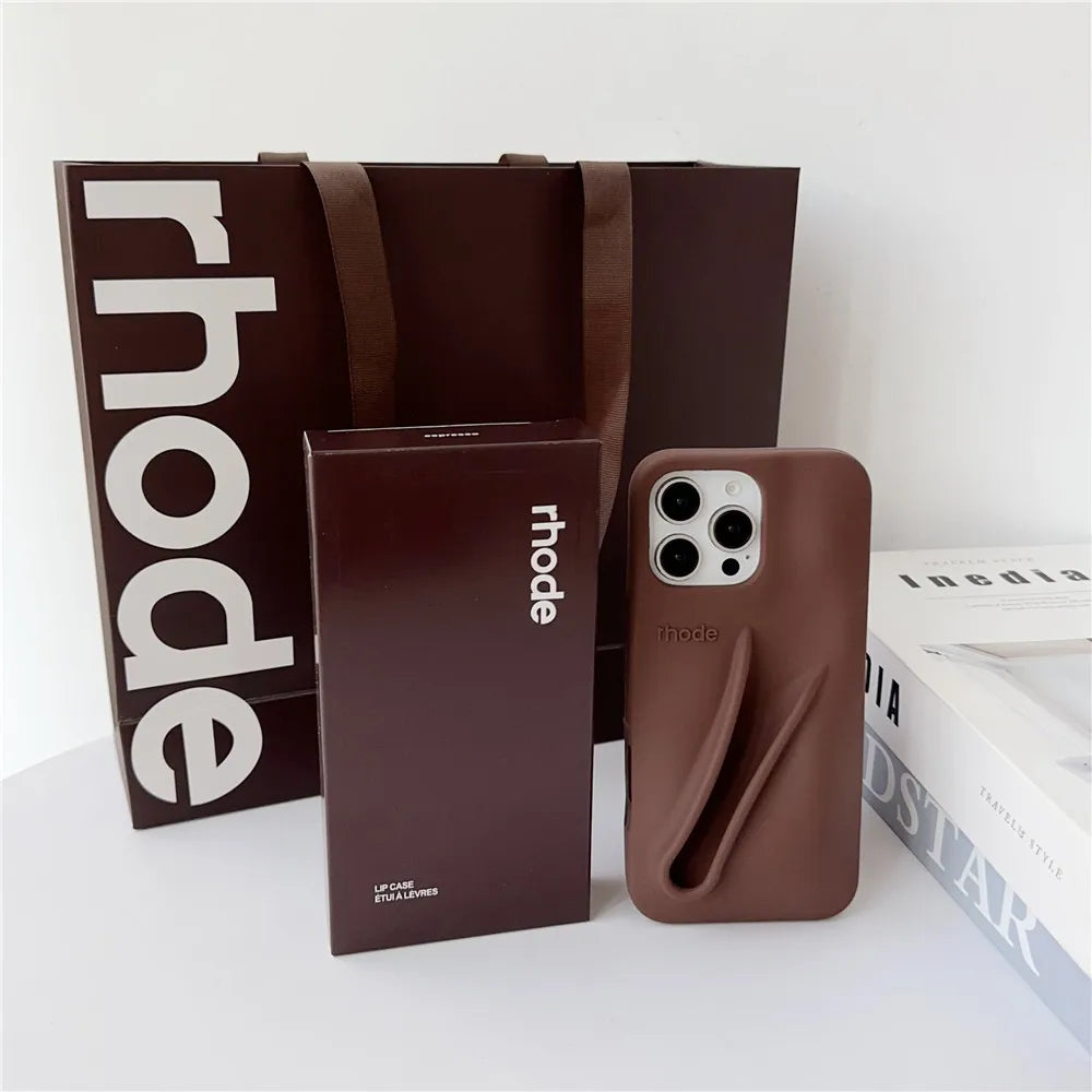 With Box Rhode Bag Fashion Phone Case for iPhone 16E 17 Air 16 15 14 13 12 11 Pro Max Plus Lip Gloss Portable Stand Cover Funda