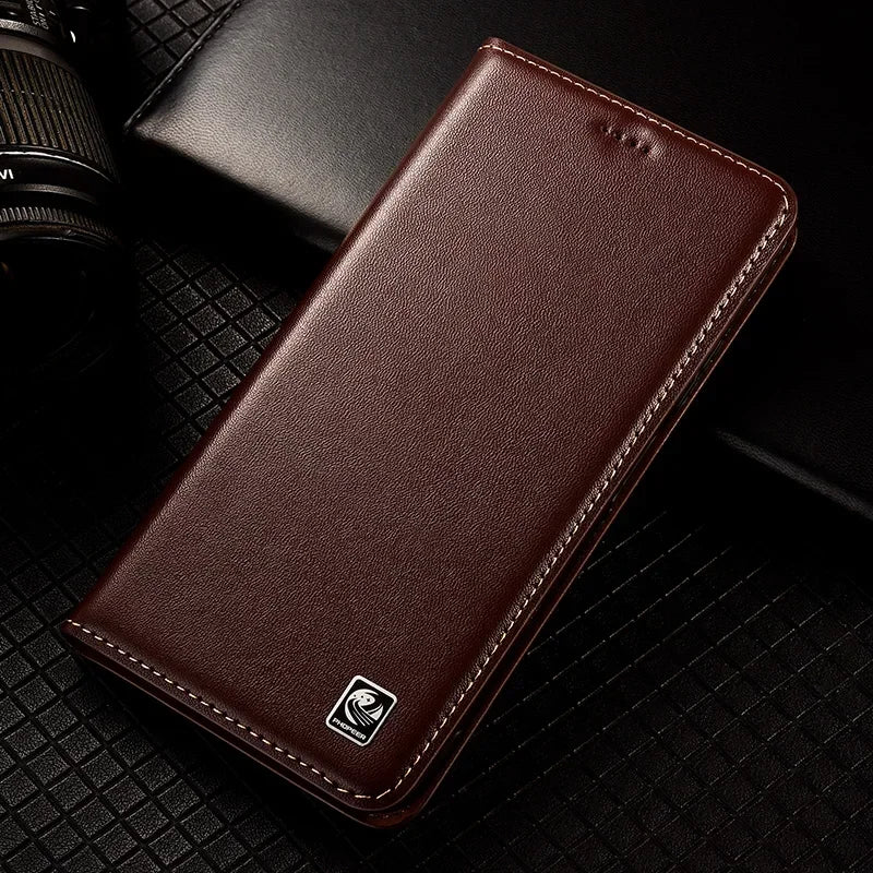 For SAMSUNG Galaxy S26 S25 S24 S23 Ultra Plus FE Edge 5G Flip Case Napa Texture Magnetic Cover Cowhide Genuine Leather Cases