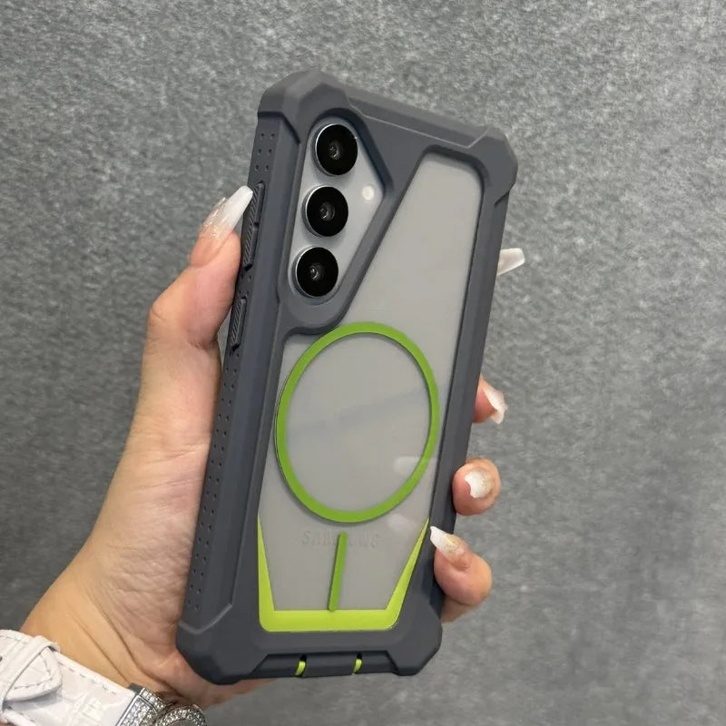 Luxury Four Corner Anti-knock Armor for Magsafe Case For Samsung Galaxy S26 S25 S23 S22 S21 S24 Ultra S26 Plus Transparent Cover