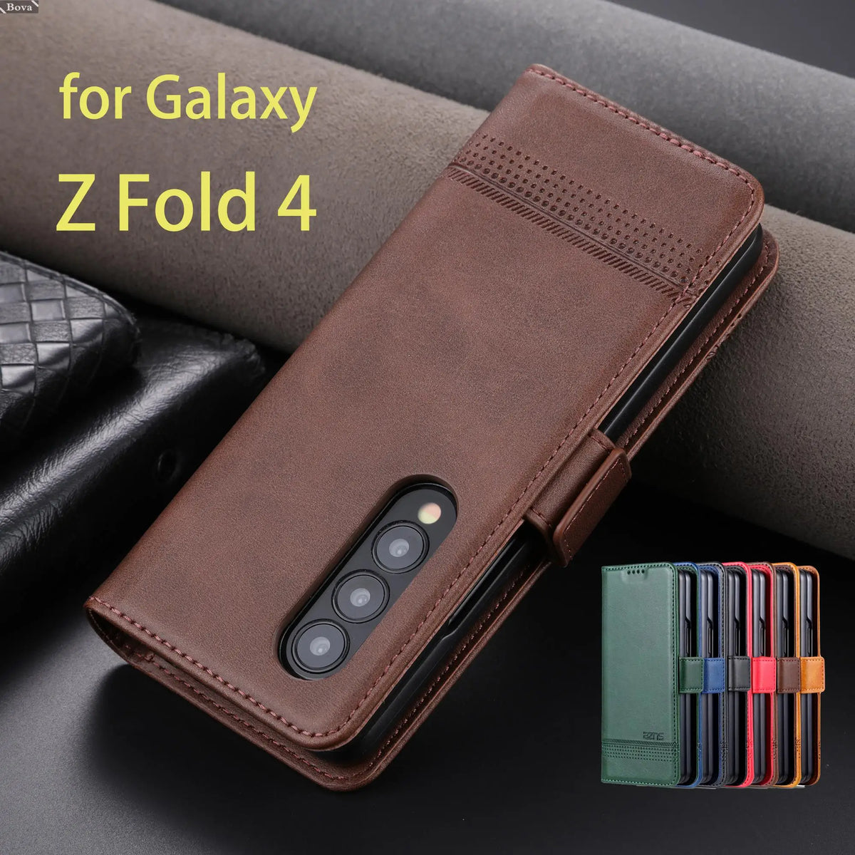 Deluxe Magnetic Adsorption Leather Fitted Case for Samsung Galaxy Z Fold4 / Z Fold 4 5G Flip Cover Protective Case Fundas Coque