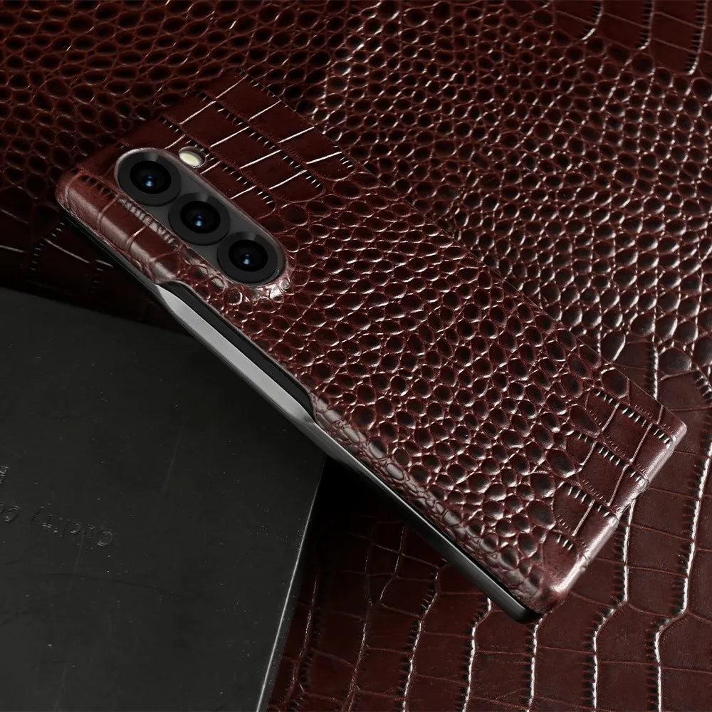 Luxury Hand Crafted Genuine Leather Case For Samsung Galaxy Fold 6 Fold5 3 Mobile Phone Cover Galaxy Z Flip6 Back Shell Coque