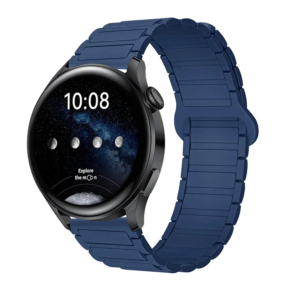 18mm 20mm 22mm Magnetic Loop Band for Samsung Galaxy Watch 7/6/5 Pro/4/Classic Silicone Link Bracelet Huawei GT 2-2e 3-4 Strap