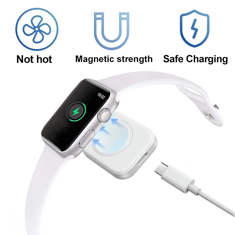 Magnetic Fast Charger for Apple Watch Series 10 9 8 7 6 5 SE Type C 8pin Convert Charger for iWatch 3 2 Portable Charging Stand
