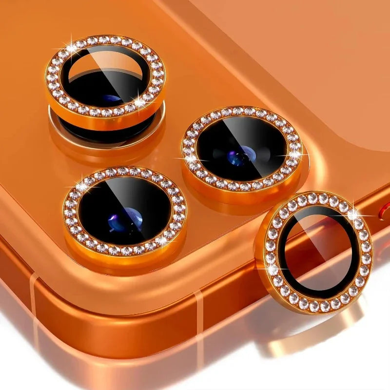 Bling Glitter Diamond Metal Frame Camera Protector For IPhone 17 Pro Max Air 17Pro Alloy Lens Tempered Glass Film Ring Cover Cap