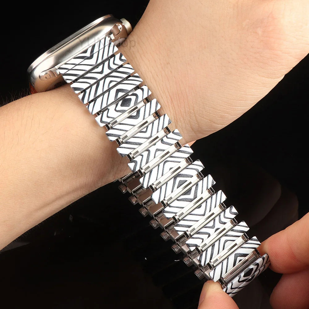 Colorful Elastic Stainless Steel Band for Apple Watch 49mm 46mm 45mm 44mm 42mm 41mm Strap iWatch Ultra SE 11 10 9 8 7 6 5 4 3