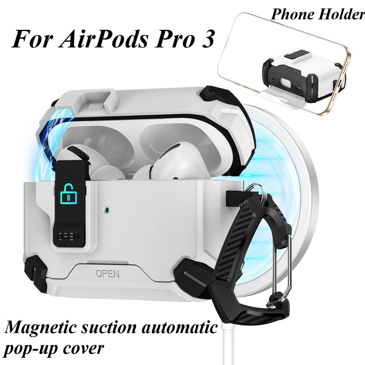 Phone Holder Security Lock Cover For AirPods Pro 3 2025 Case For AirPods Pro3 Pro 3rd Gen 2025 Cases Shockproof Headphone Cover